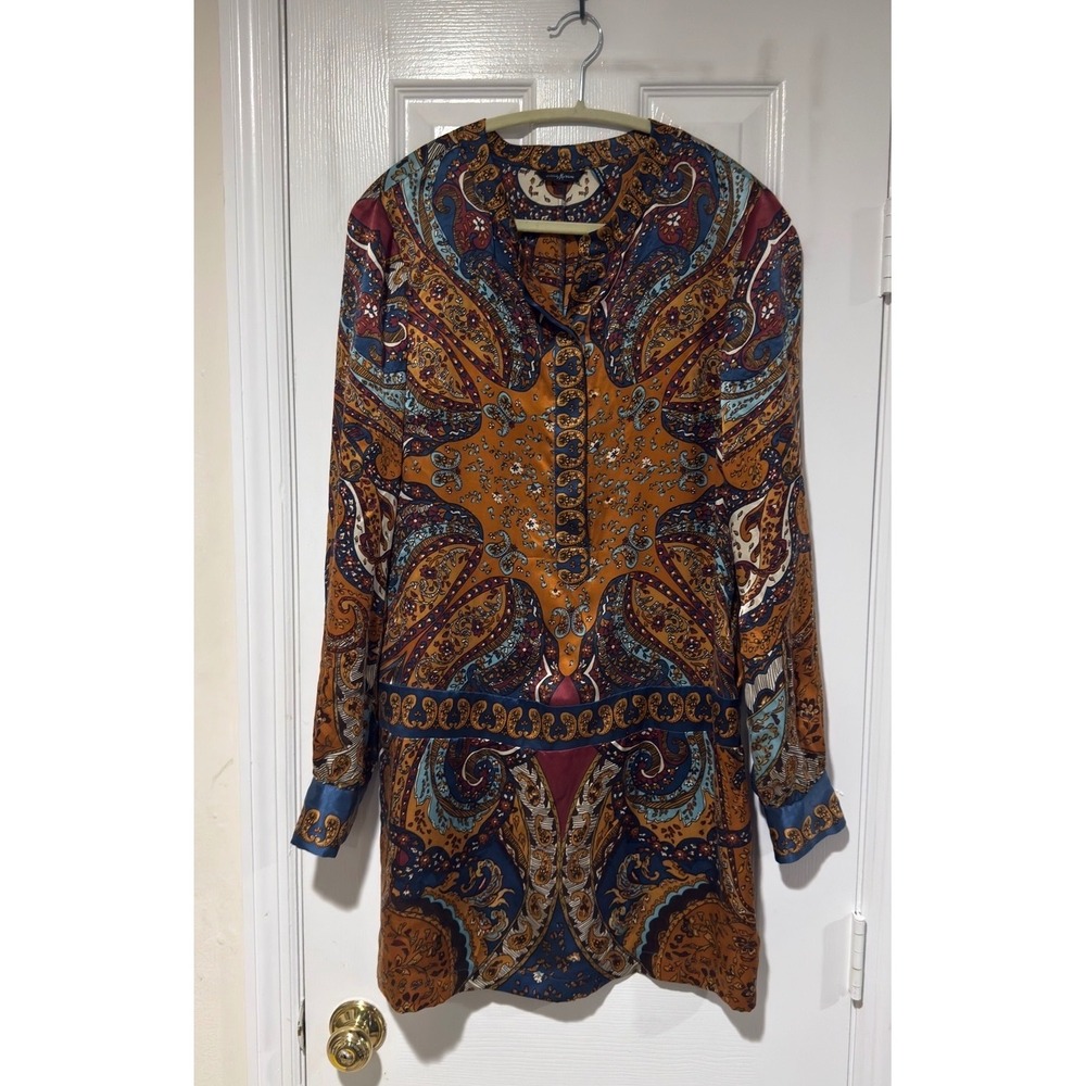 Guess Marciano Silk Paisley Shift Dress M Boho Print